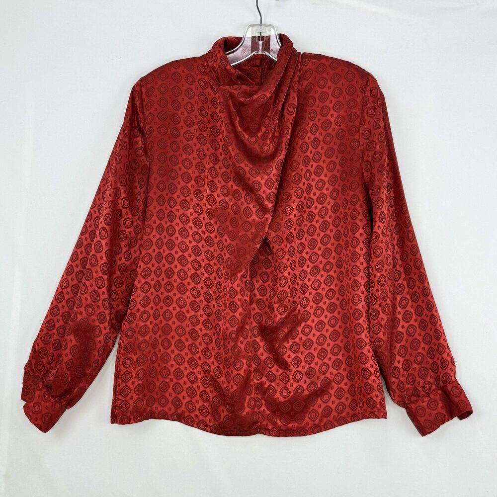 Vintage La Chine Classic by Galinda Wang Women’s Red Blouse Size 6 - Picture 16 of 16